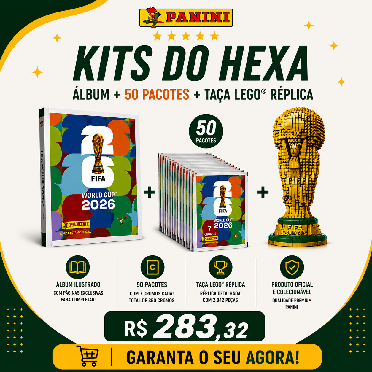 Álbum + 50 Pacotes + Taça Réplica
